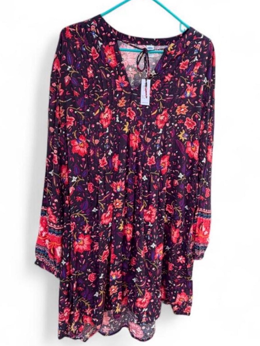 Old navy Floral Boho Long-Sleeve Tunic Dress XL tall
